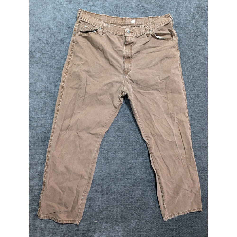 Genuine Dickies Mens Brown Canvas Carpenter Pants Workwear Straight Leg 35x28